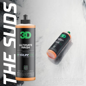 3D Ultimate Wash GLW Series | DIY Car Detailing | Ultra Foaming Shampoo | Hyper Suds with Advanced Cleaners & Polymers | Dirt & Contaminant Eliminator | Easy to Use | 16 oz